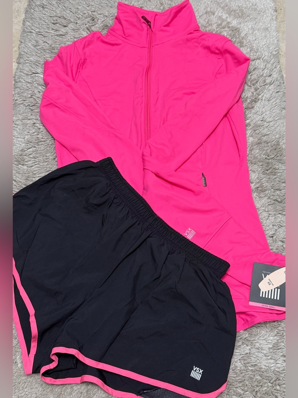 VSX Hot Pink Zip Pullover & Black Shorts Set